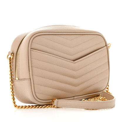 Saint Laurent Grain De Poudre Matelasse Monogram Mini Lou Camera Bag Dark Beige 3 of 13
