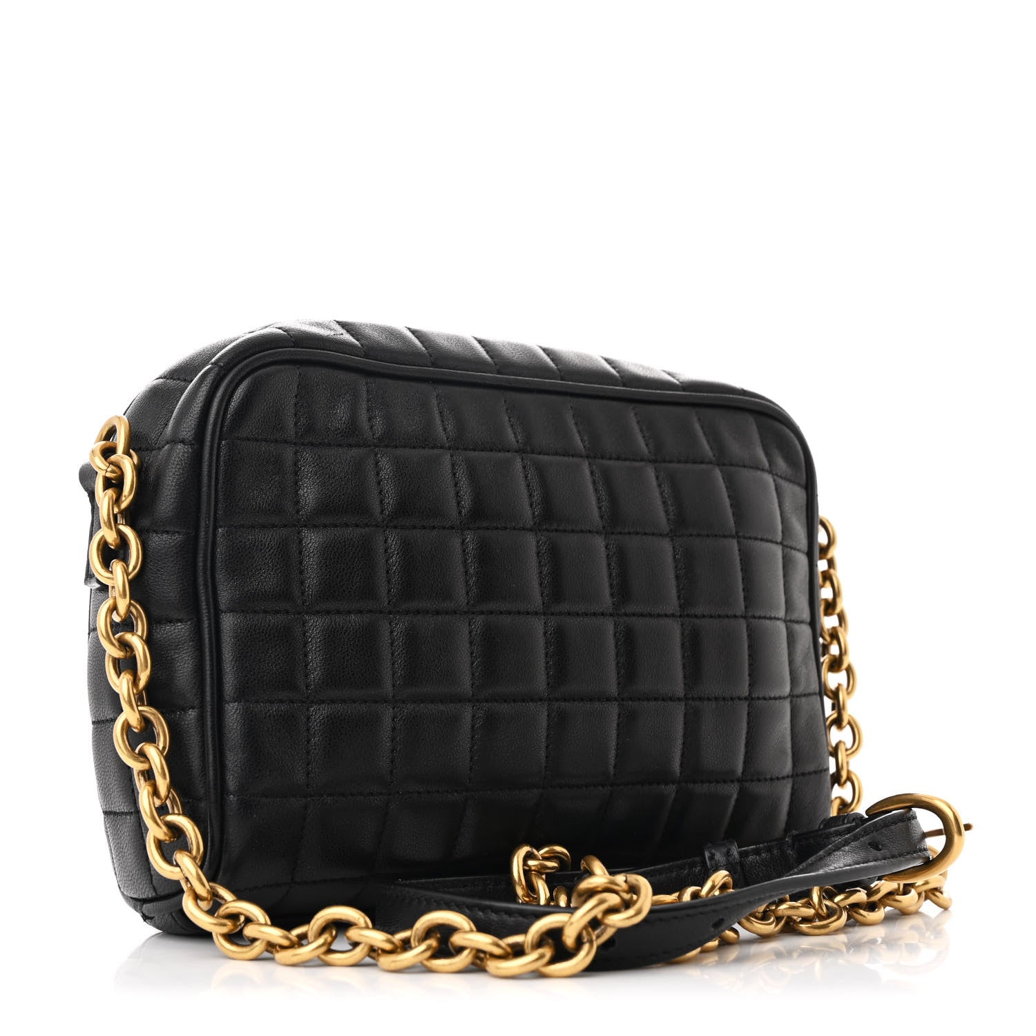 Saint Laurent Lambskin Carre Quilted Cassandre Mini Camera Bag Black 3 of 11