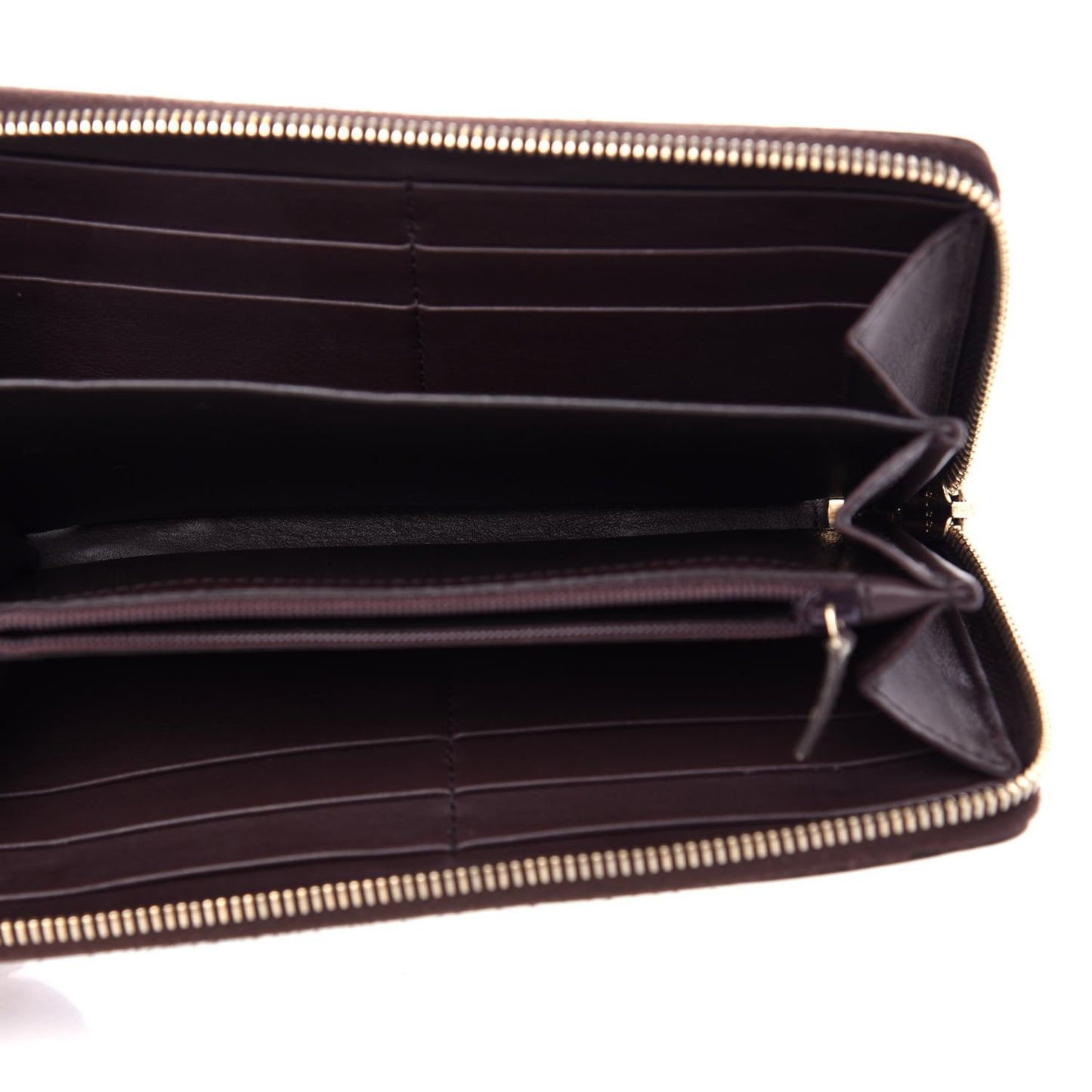 Guccissima Margaux Calfskin Metal Bar Zip Around Wallet Chocolate