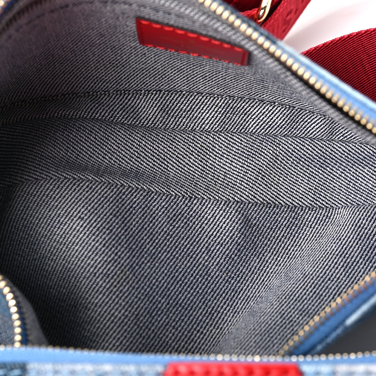 Louis Vuitton Denim Damier Monogram Patchwork Multi Pochette Accessories Blue Rouge 6 of 8