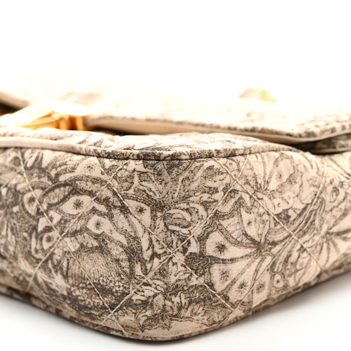 Tessuto Nylon Quilted Floral Flap Beige
