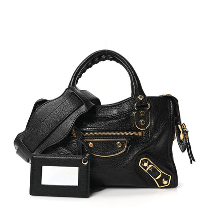 Balenciaga Chevre Gold Metallic Edge Hardware Mini City Black 3 of 11