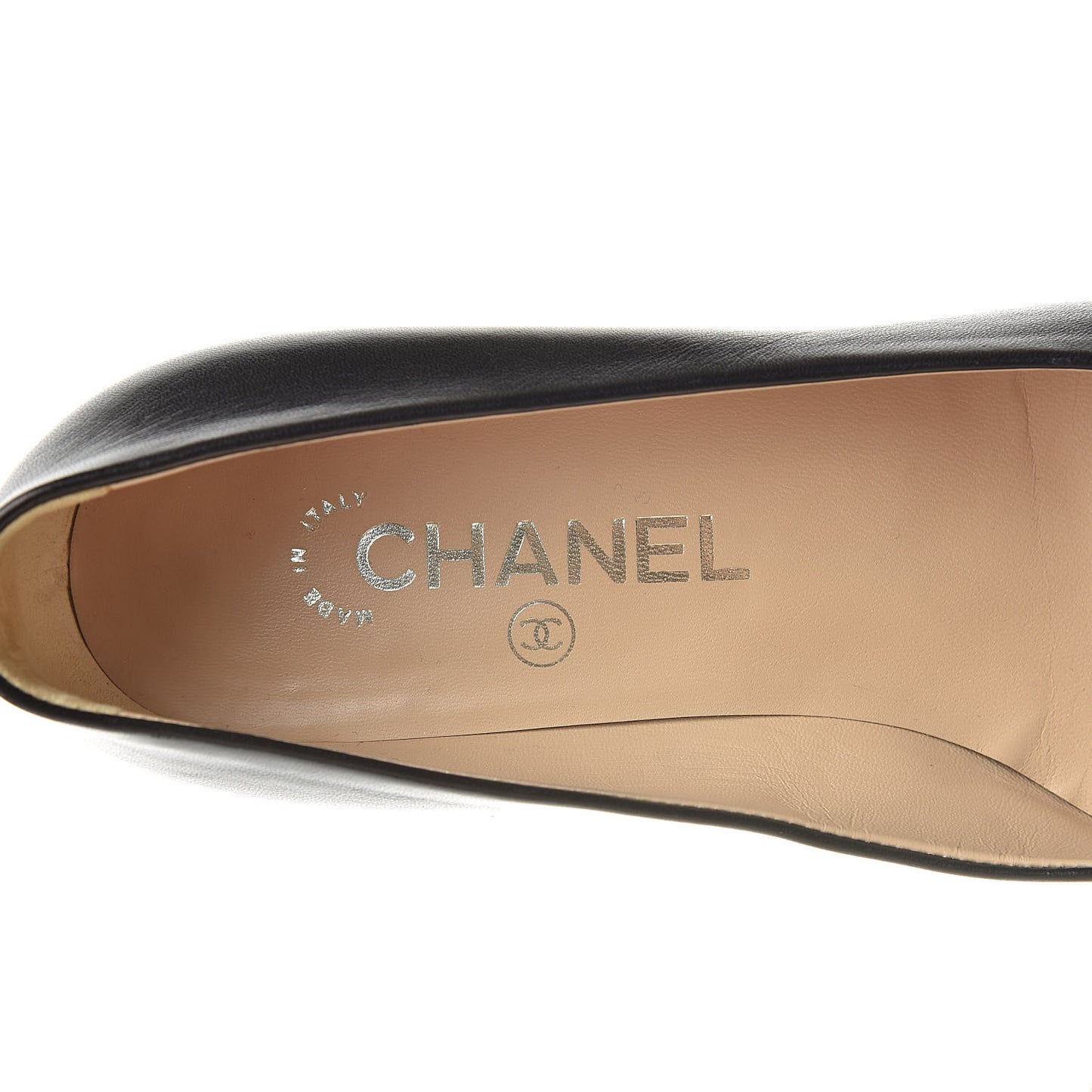 Lambskin Pearl CC Cap Toe Pump 36.5 Black