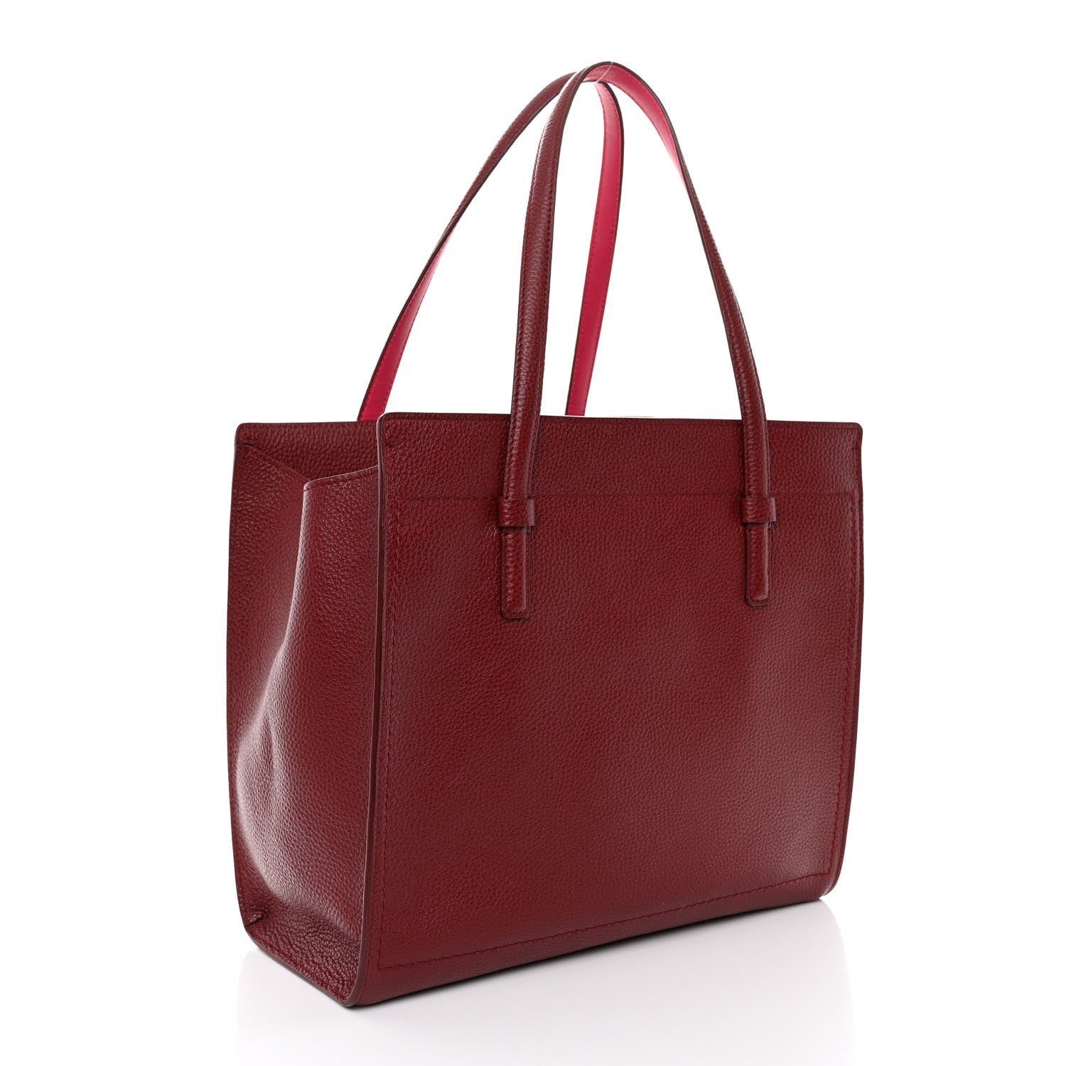 Salvatore Ferragamo Calfskin Double Handle Medium Amy Tote Framboise 3 of 9