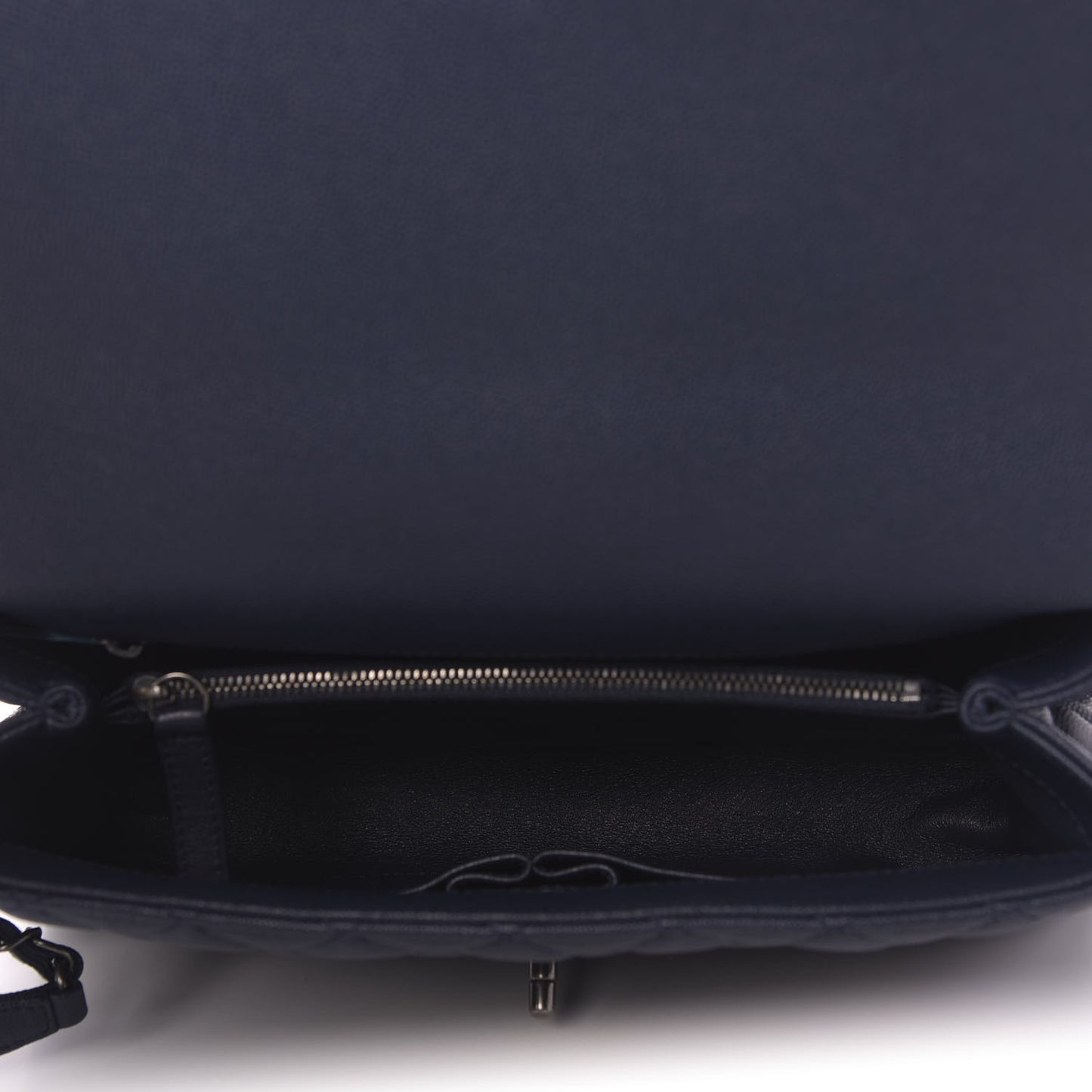 Caviar Lizard Quilted Small Coco Handle Flap Navy