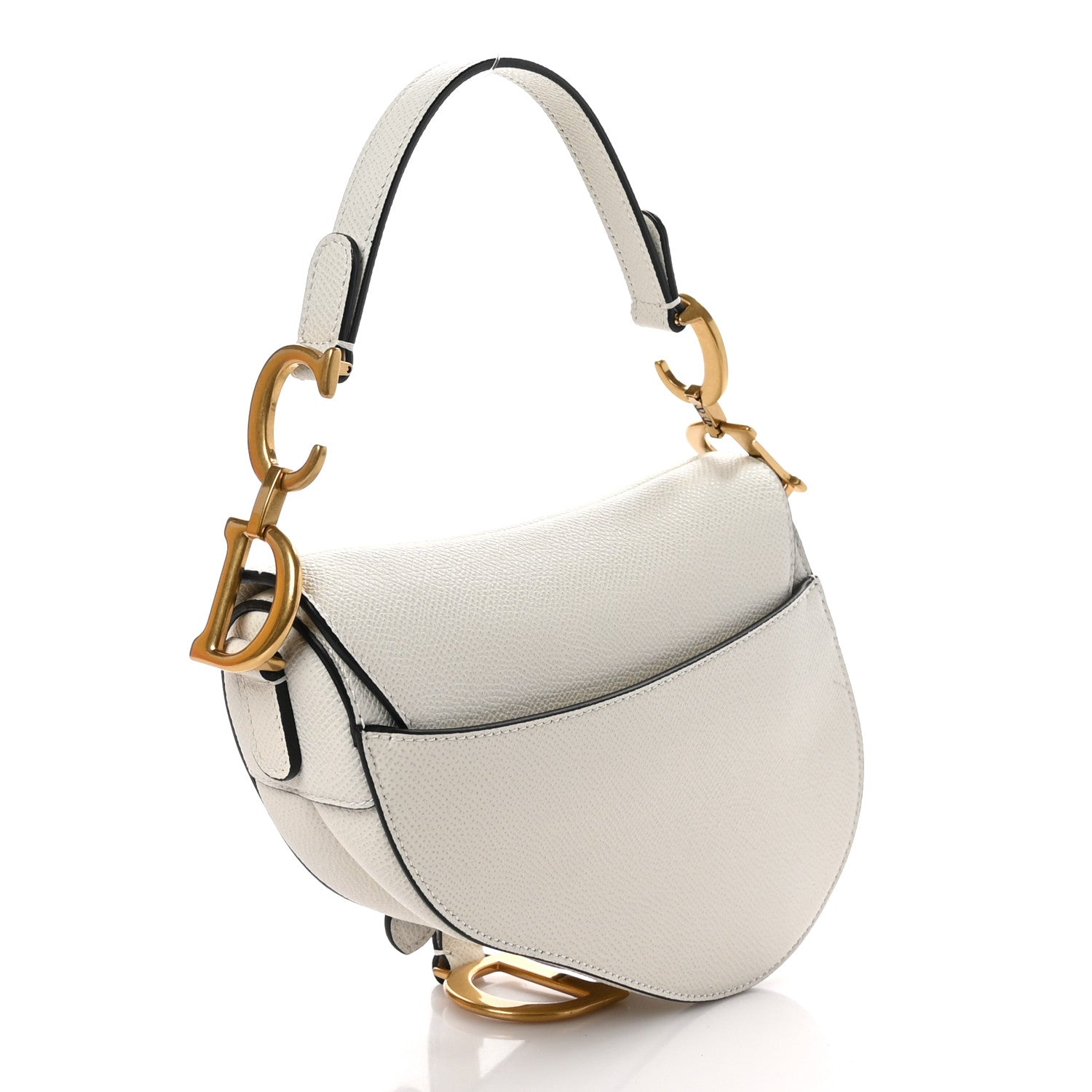 Christian Dior CHRISTIAN DIOR Grained Calfskin Mini Saddle Bag White 3 of 10