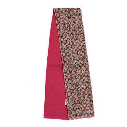 Gucci Wool GG Monogram Rosie Square Scarf Beige Magenta Beige 2 of 3
