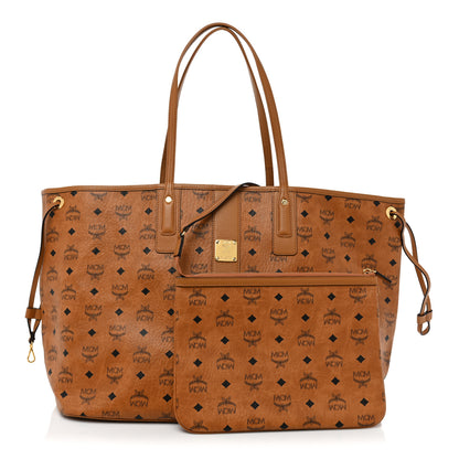 MCM Visetos Large Liz Reversible Shopper Tote Cognac 1 of 12
