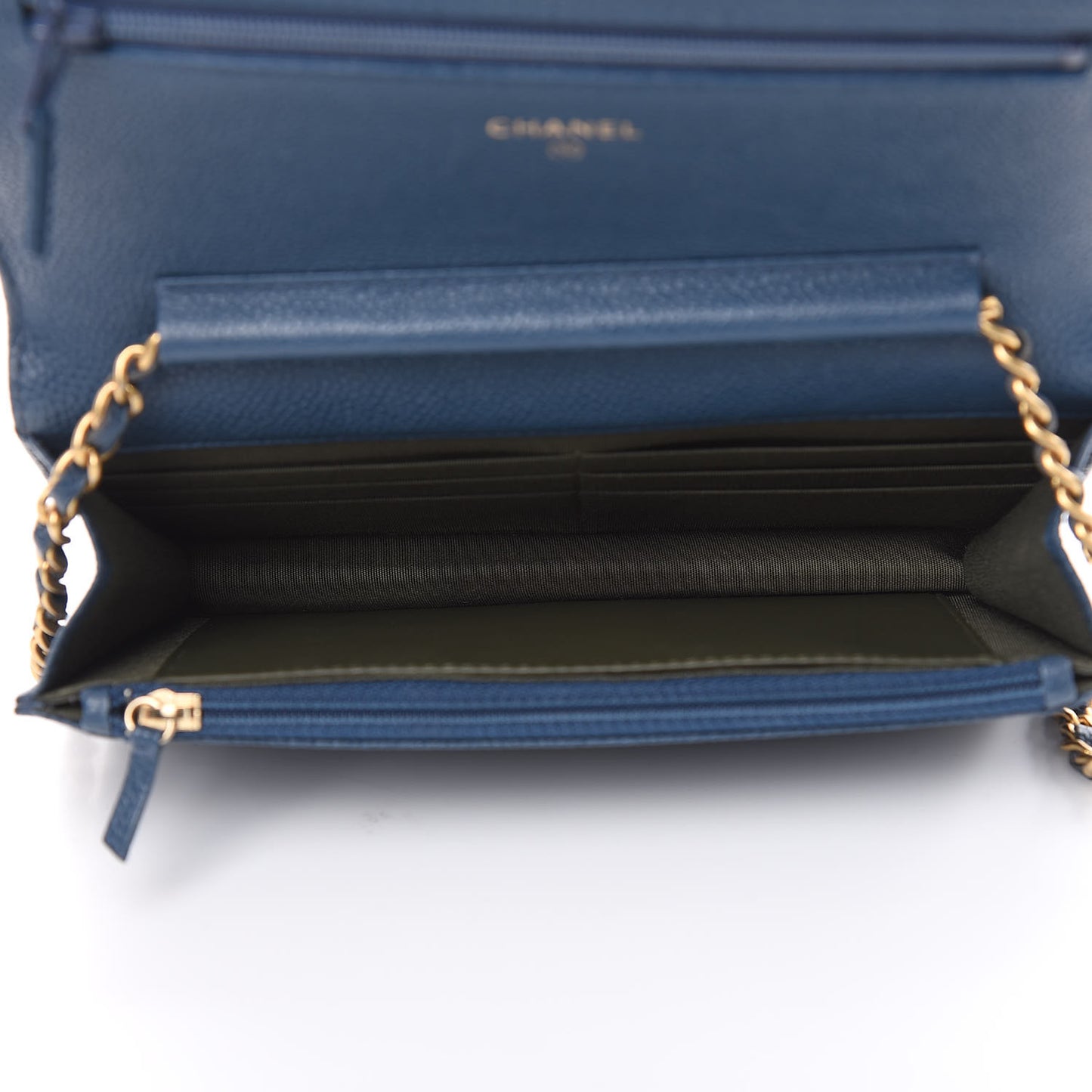 Caviar Quilted Boy Wallet On Chain WOC Blue