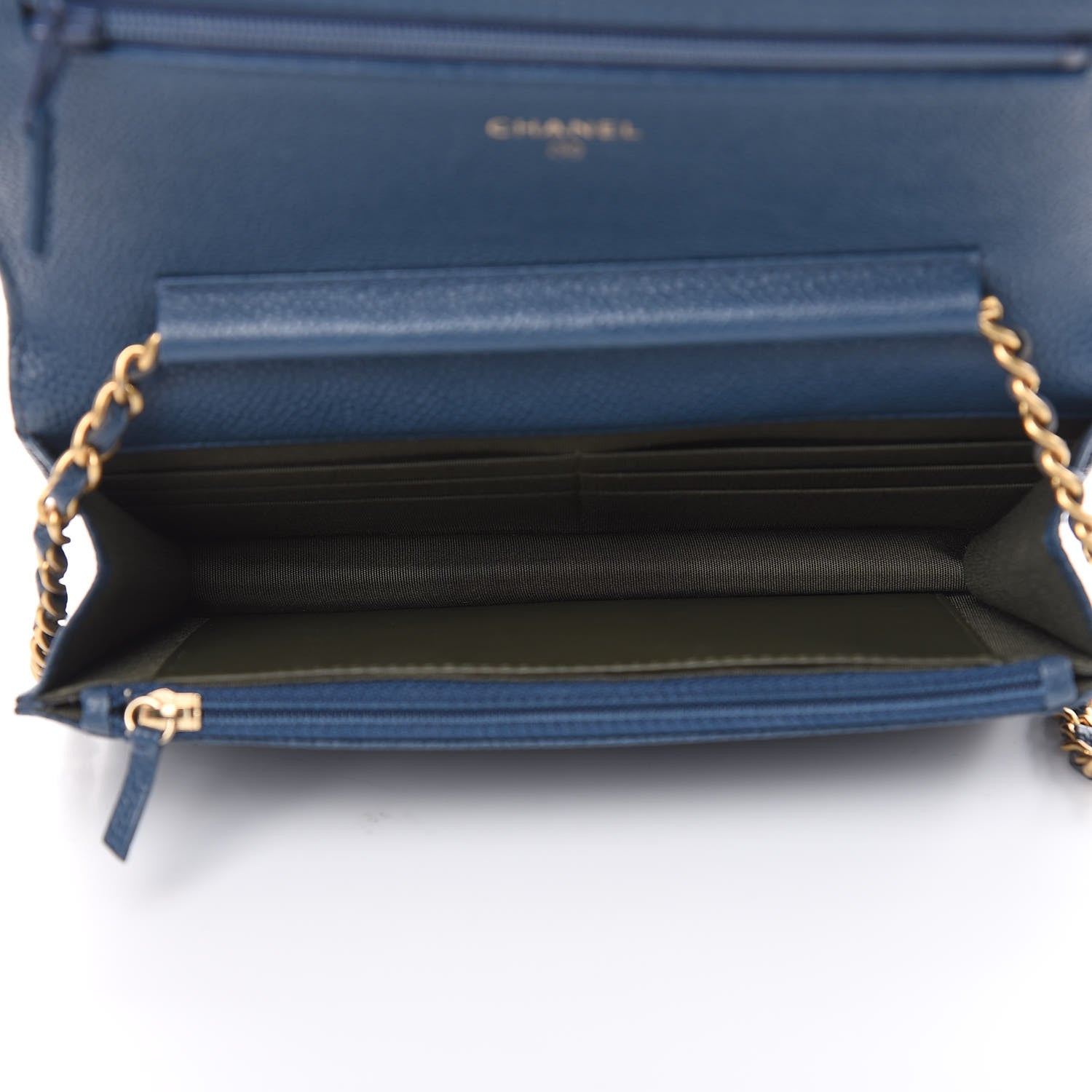 Chanel Caviar Quilted Boy Wallet On Chain WOC Blue 5 of 13