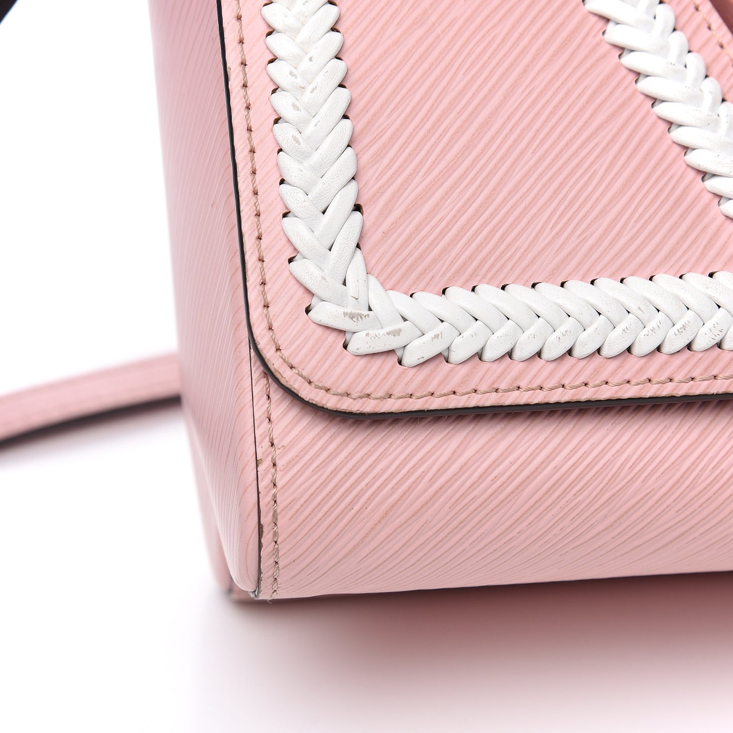 Epi Whipstitch Heart Twist Shoulder Bag MM Rose Ballerine