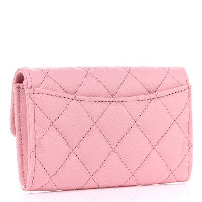 Chanel Caviar Quilted Flap Card Holder Wallet Light Pink 3 of 9