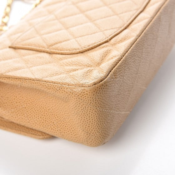Chanel Caviar Quilted Medium Double Flap Beige 12 of 13