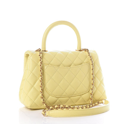 Chanel Caviar Quilted Mini Coco Handle Flap Yellow 2 of 10