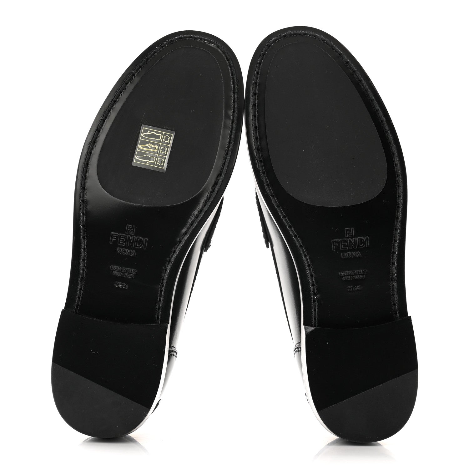 Fendi Vitello Logo Loafers 35.5 Black 5 of 10
