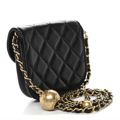 Chanel Lambskin Quilted Pearl Crush Waist Bag Black 3 of 12