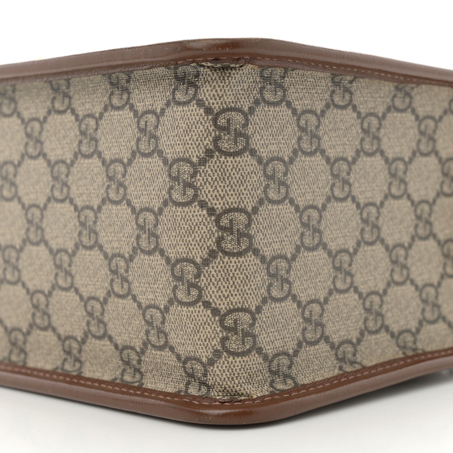 Gucci GG Supreme Monogram Azalea Calfskin Small Horsebit 1955 Foldover Top Handle Bag Beige Ebony Brown Sugar 10 of 13