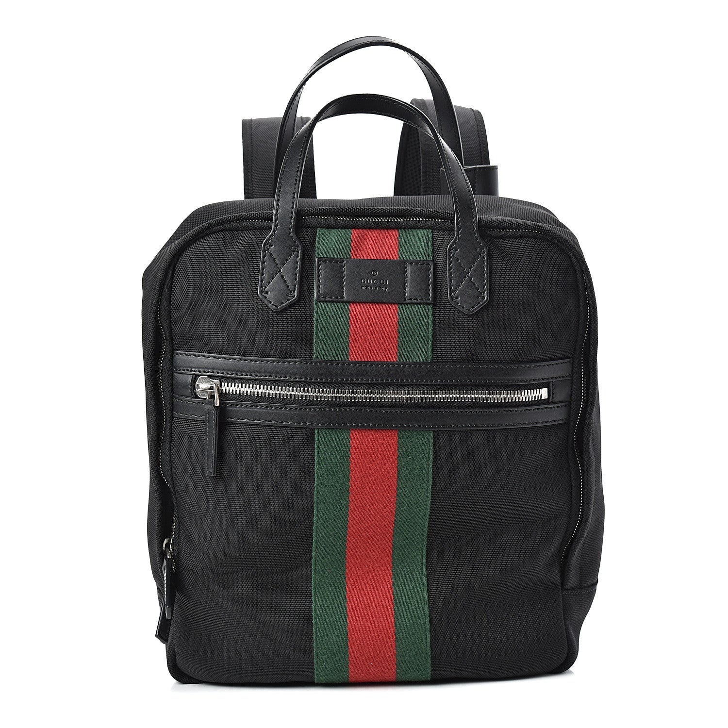 Gucci Techno Canvas Appia Calfskin Web Tote Backpack Black 1 of 11