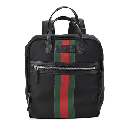 Gucci Techno Canvas Appia Calfskin Web Tote Backpack Black 1 of 11