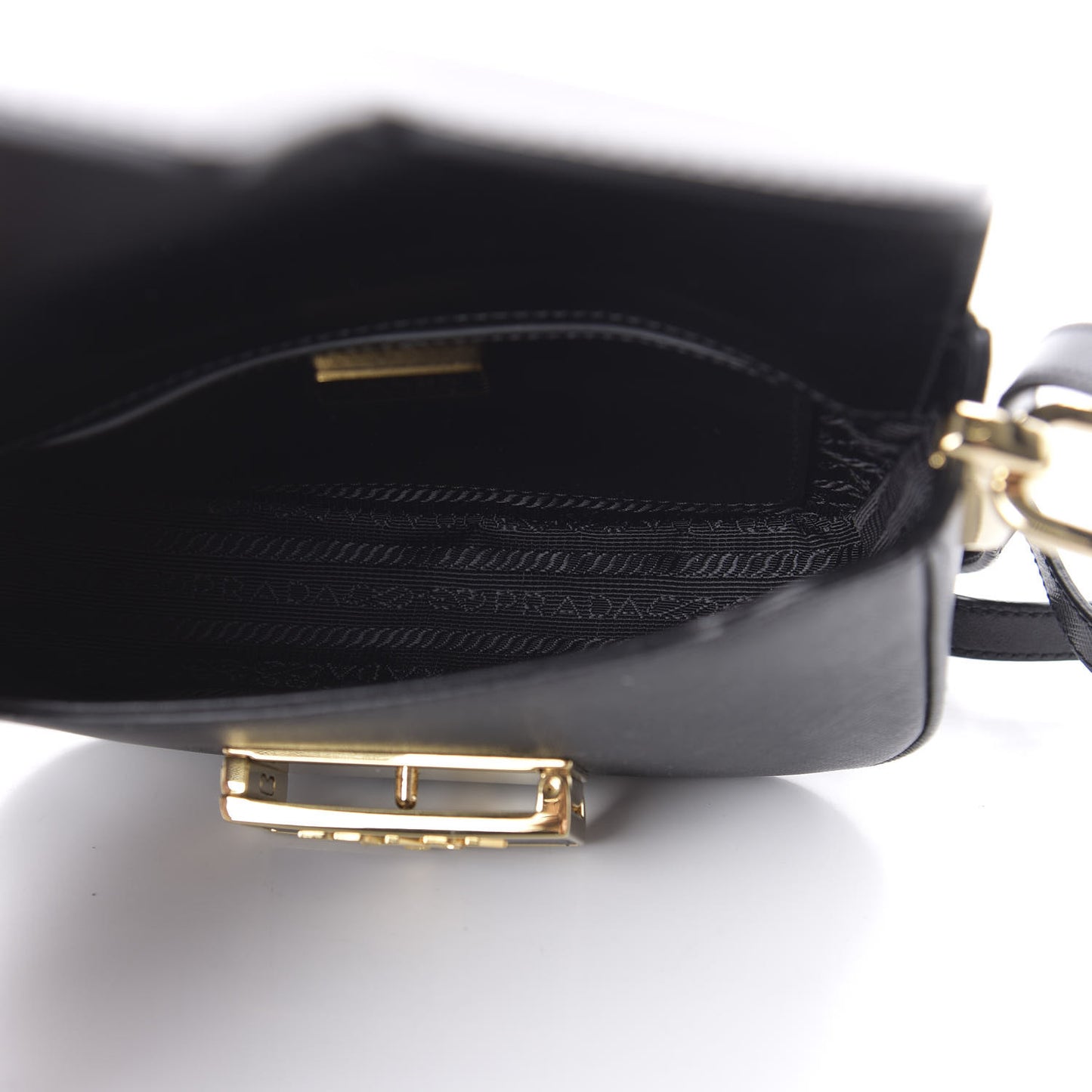 Saffiano Lux Embleme Flap Shoulder Bag Black