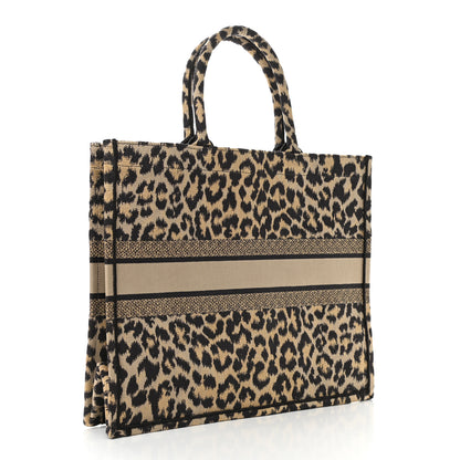 Christian Dior Canvas Mizza Embroidered Large Leopard Book Tote Beige 3 of 9