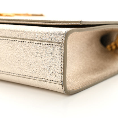 Saint Laurent Metallic Calfskin  Star Studded Monogram Wallet on Chain Pale Gold 10 of 13