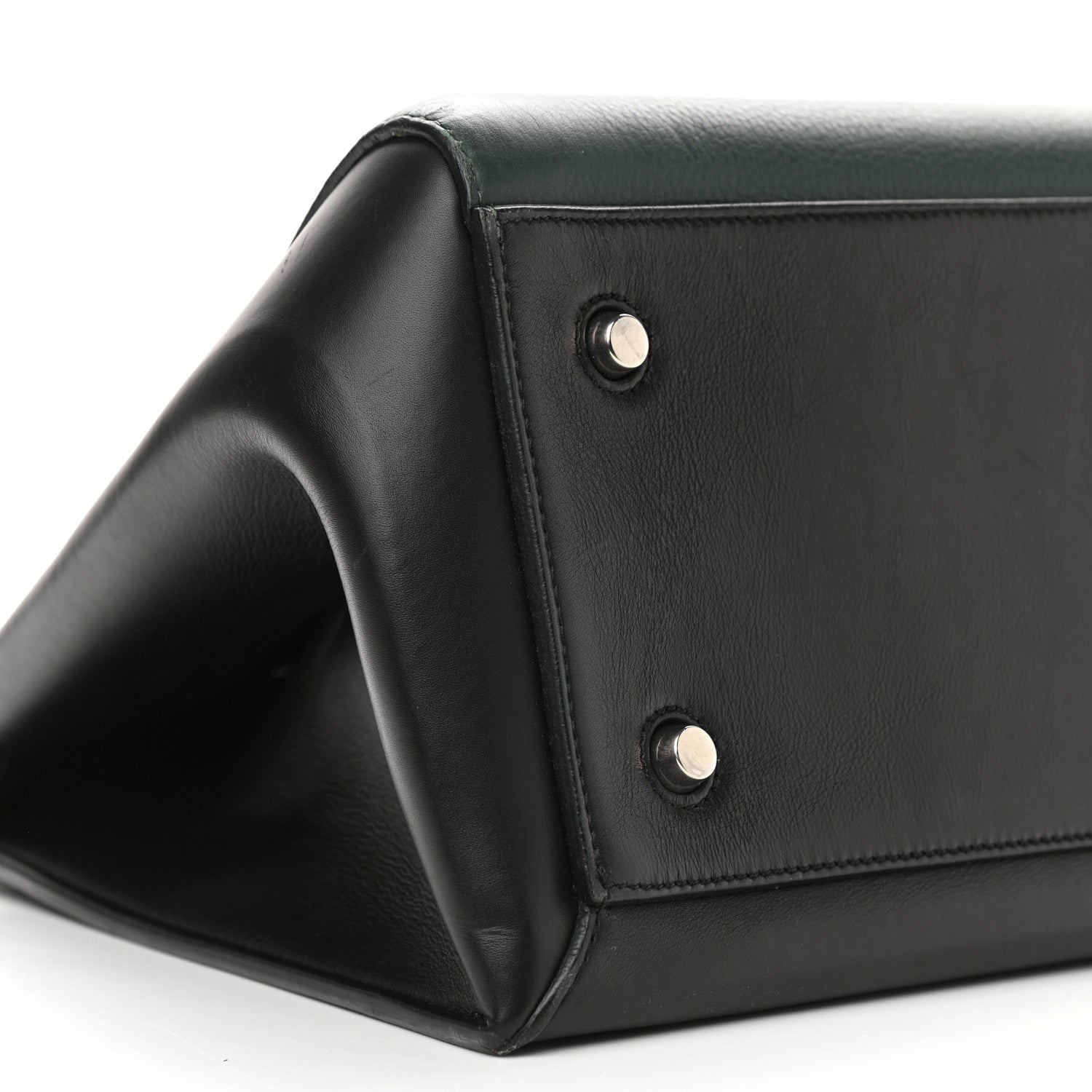 Celine Grained Calfskin Small Bi-Color Edge Shoulder Bag Black Green 8 of 15