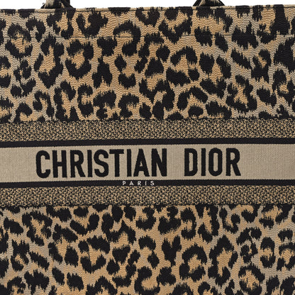 Christian Dior Canvas Mizza Embroidered Large Leopard Book Tote Beige 8 of 12