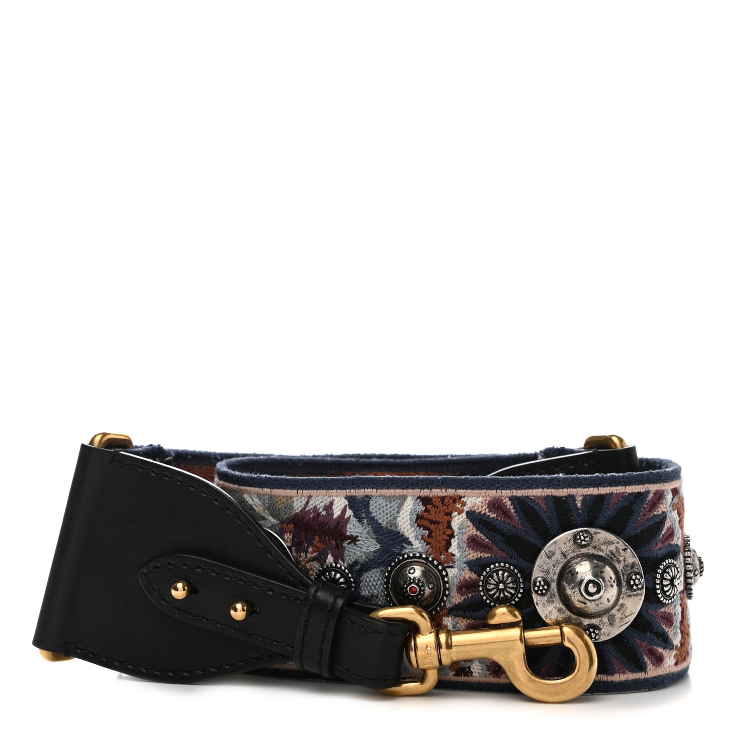 Canvas Embroidered Studded KaleiDiorscopic Shoulder Strap Multicolor