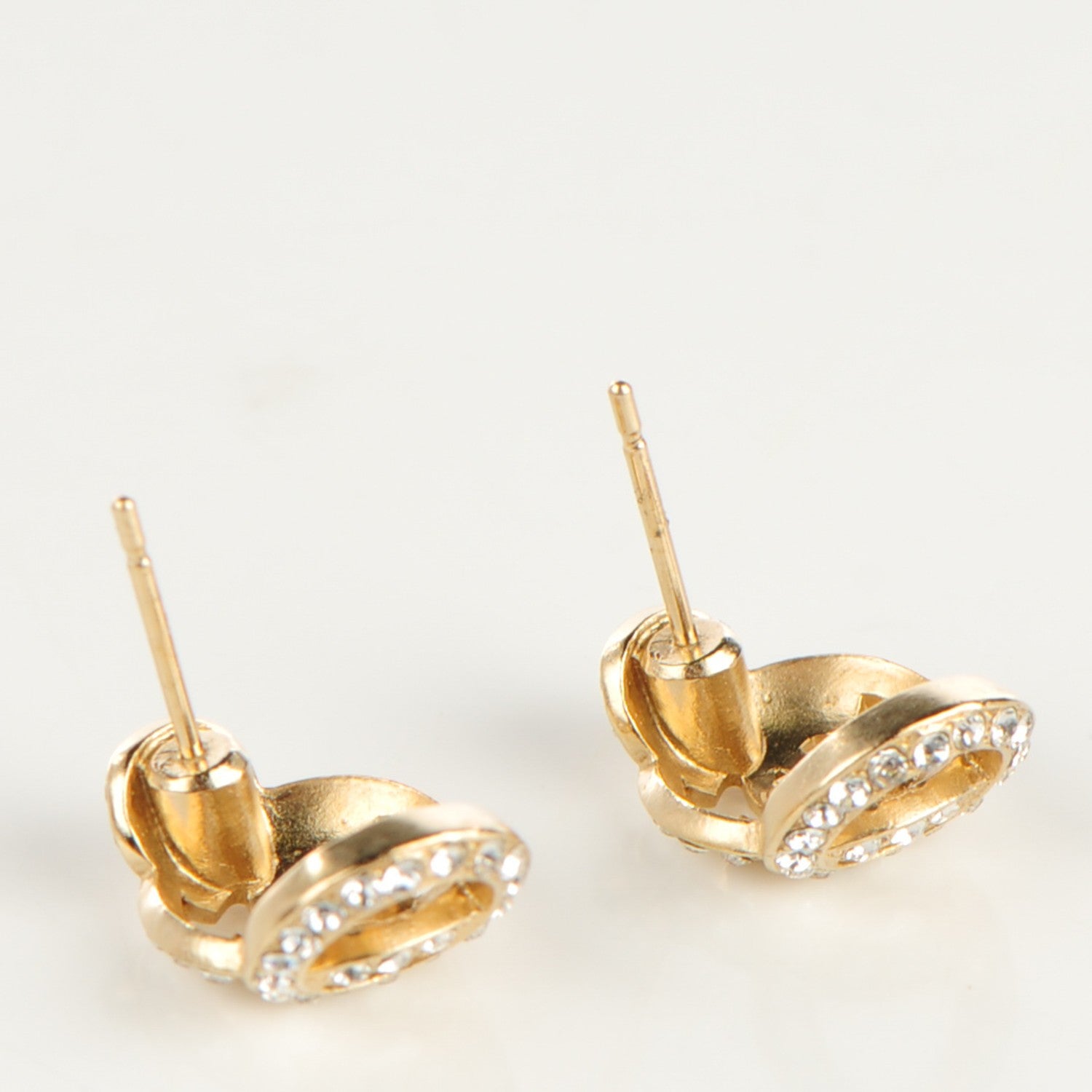 Chanel Crystal CC Earrings Gold 3 of 5