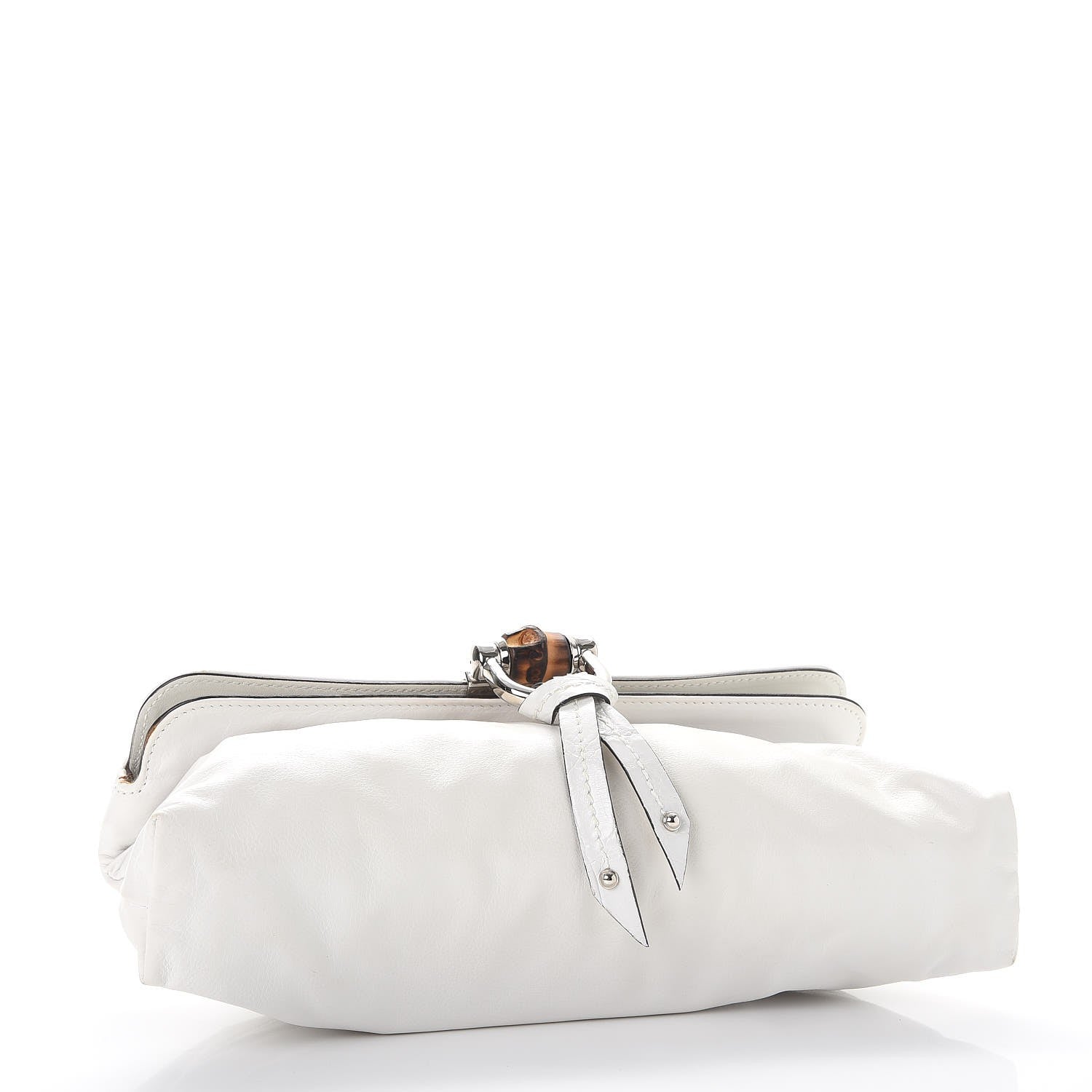 Gucci Calfskin Bamboo Croisette Clutch White 4 of 17