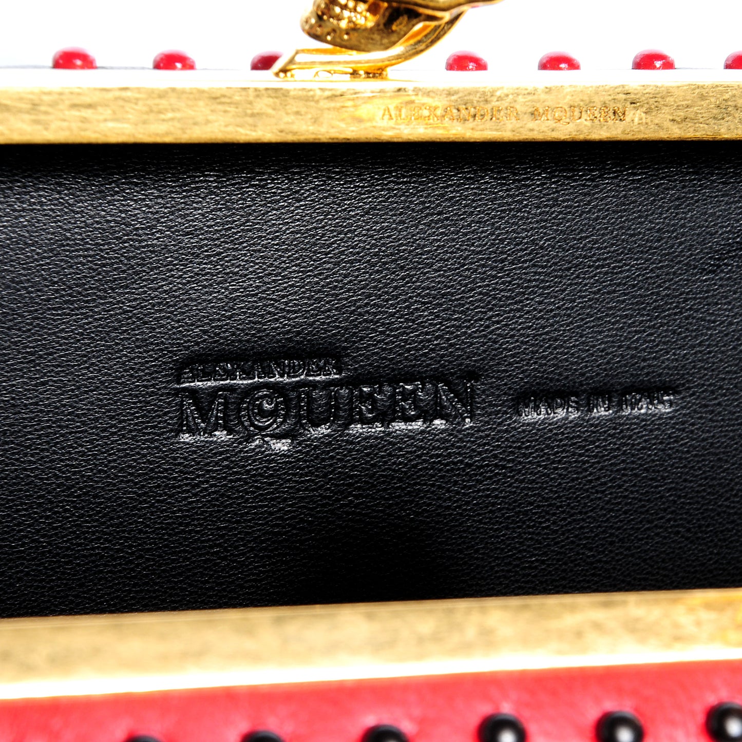 Nappa Bi-Color Twin Skull Box Clutch Black Red