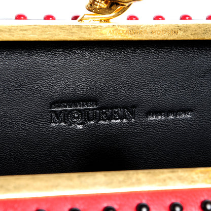 Alexander McQueen Nappa Bi-Color Twin Skull Box Clutch Black Red 7 of 13