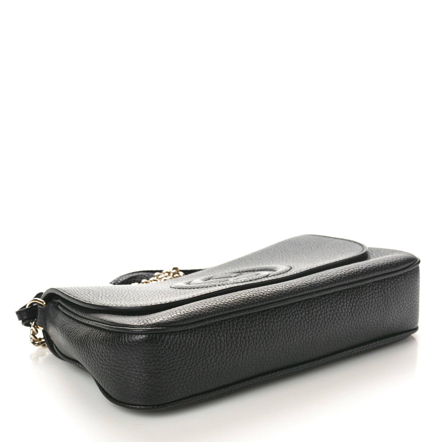 Pebbled Calfskin Medium Soho Flap Crossbody Black