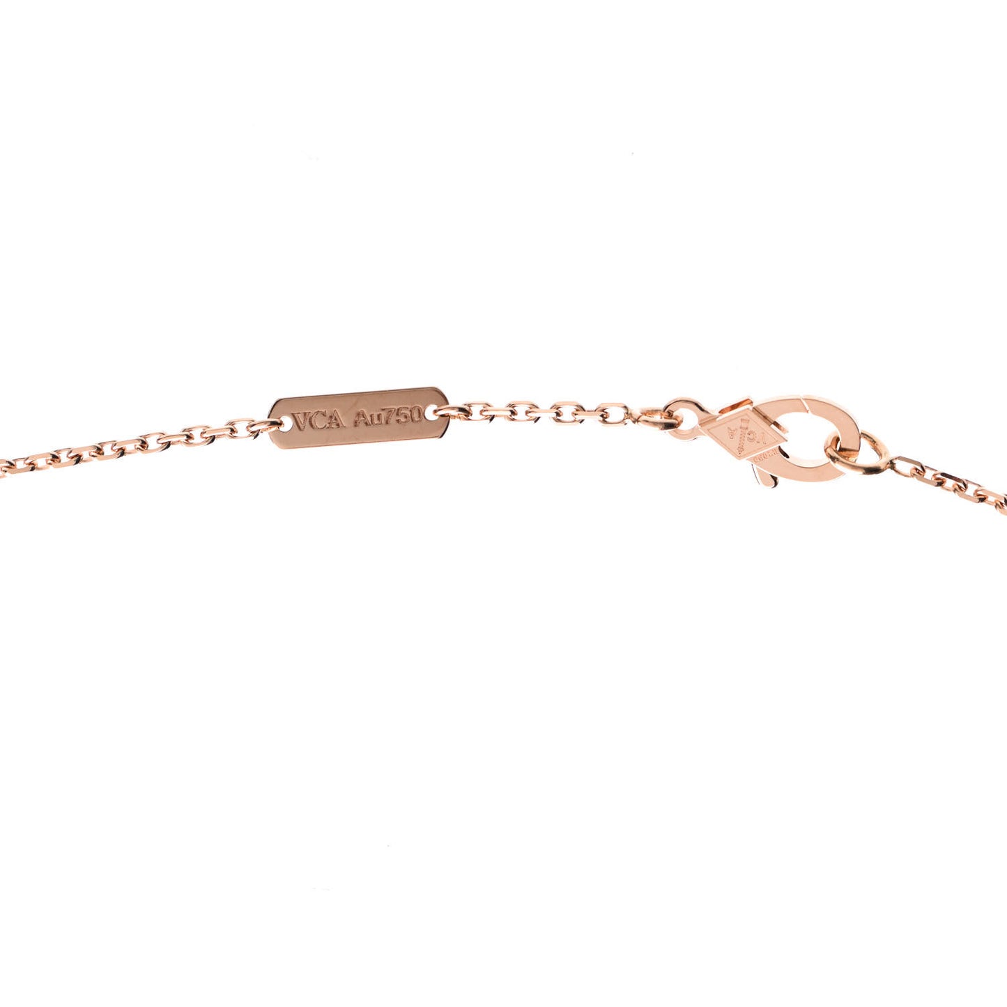 18K Rose Gold Gray Mother of Pearl Vintage Alhambra Pendant Necklace