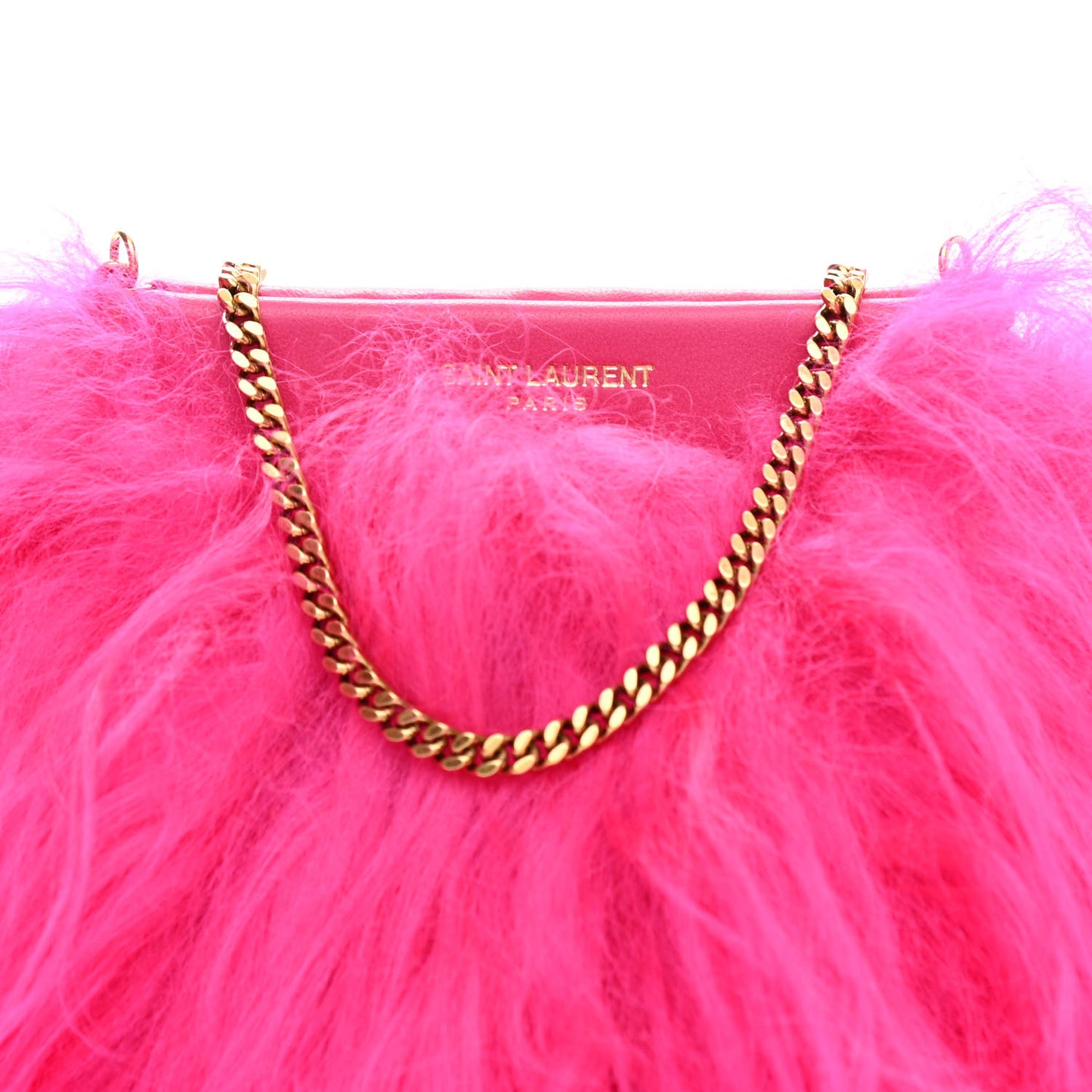 Fur Mini Pac Pac Pouch On Chain Fuchsia