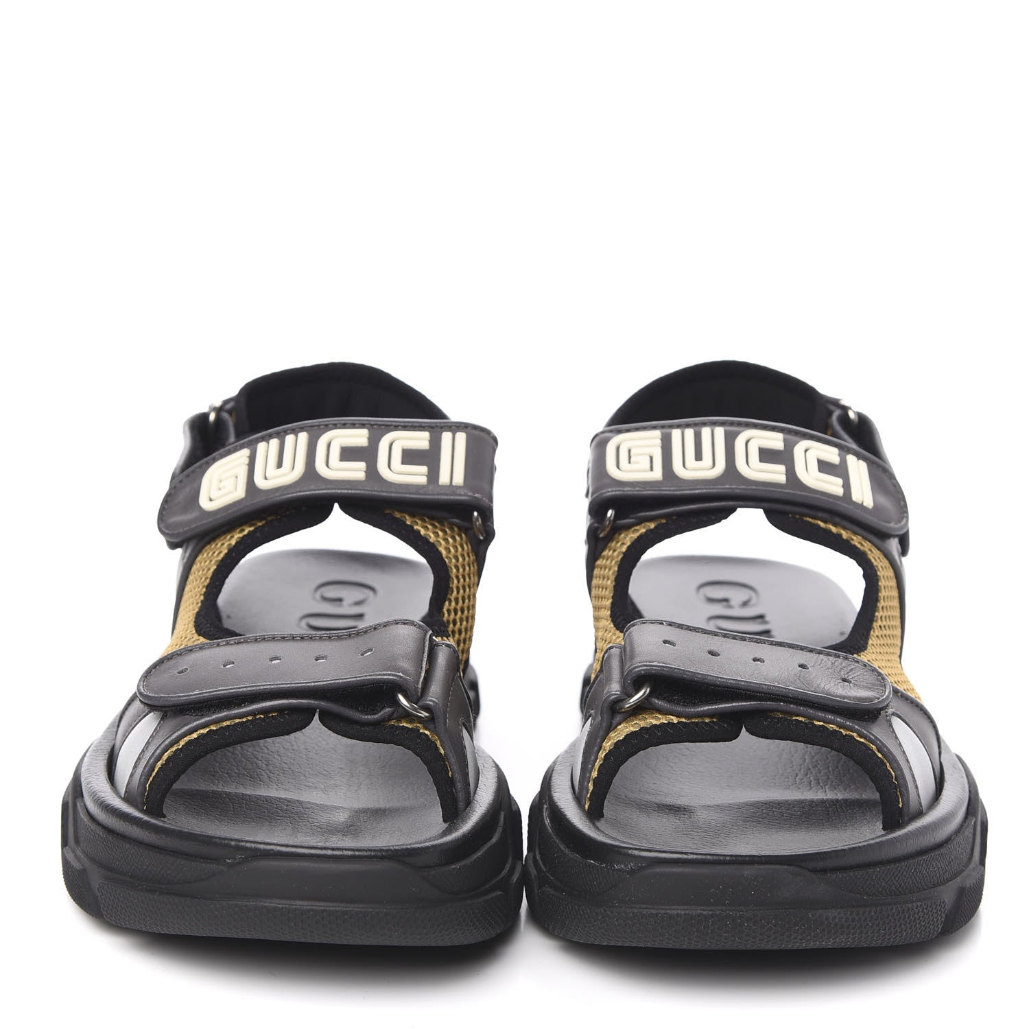 Gucci X SEGA Nappa Mesh Mens Aguru Sandals 9 Loess Black 2 of 9