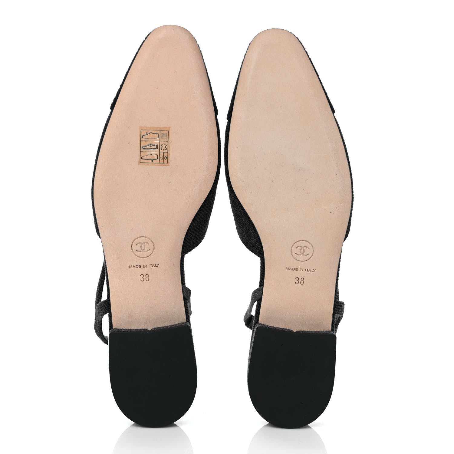Chanel Grosgrain Cap Toe CC Slingback Flats 38 Black 5 of 8