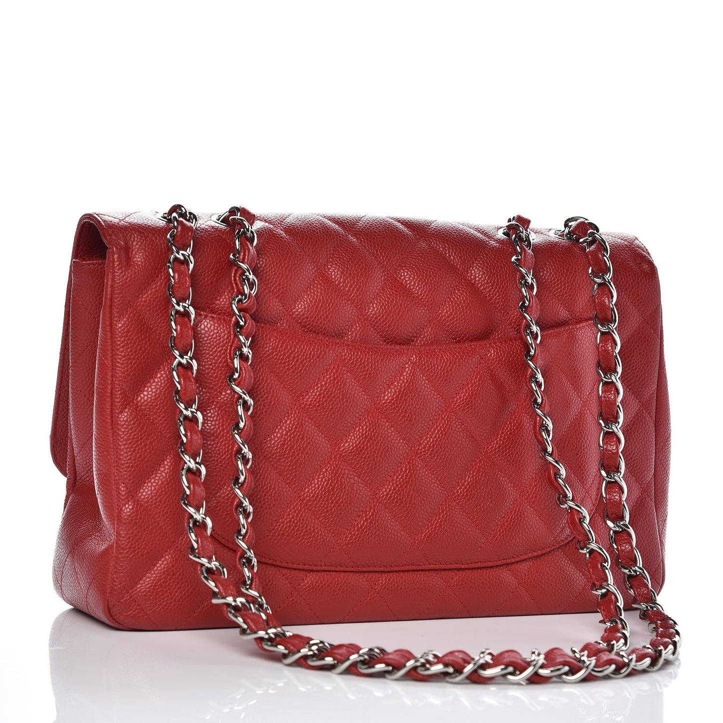 Caviar Quilted Jumbo Single Flap Red
