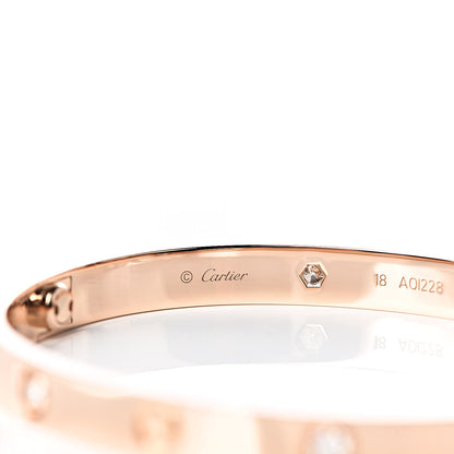 Cartier 18K Pink Gold 4 Diamond LOVE Bracelet 18 5 of 6