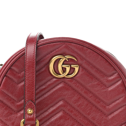 Gucci Glazed Calfskin Matelasse Heart Mini GG Marmont Round Shoulder Bag Romantic Cerise 8 of 10