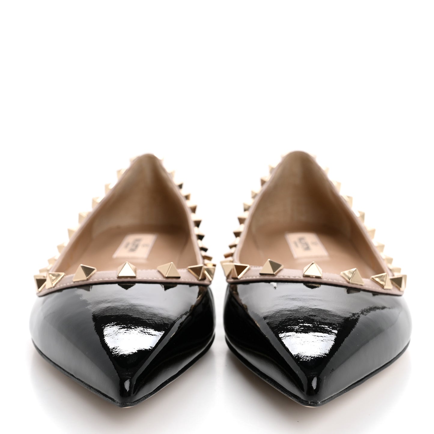 Patent Nappa Rockstud Ballerina Flats 37.5 Black Poudre