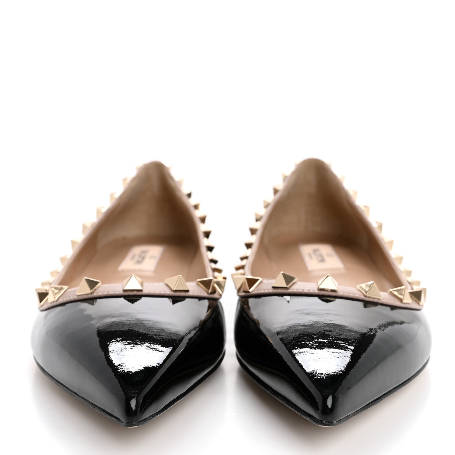 Valentino Garavani Patent Nappa Rockstud Ballerina Flats 37.5 Black Poudre 3 of 12