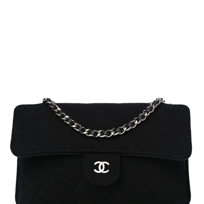 Chanel Jersey Fabric Quilted Foldable Tote With Chain Black Multicolor 8 of 14