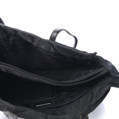 Prada Tessuto Nylon Calfskin Shoulder Bag Black 4 of 5