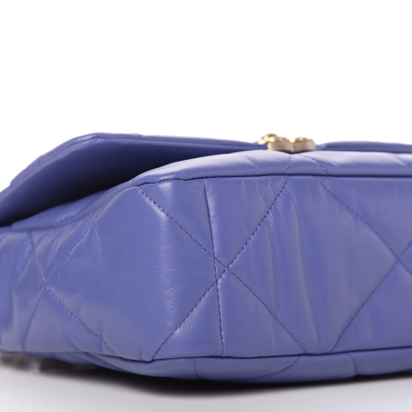 Shiny Goatskin Quilted Large Chanel 19 Flap Blue