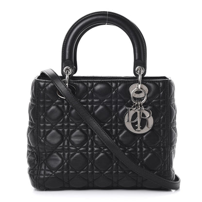 Christian Dior Lambskin Cannage Medium Lady Dior Black 1 of 13