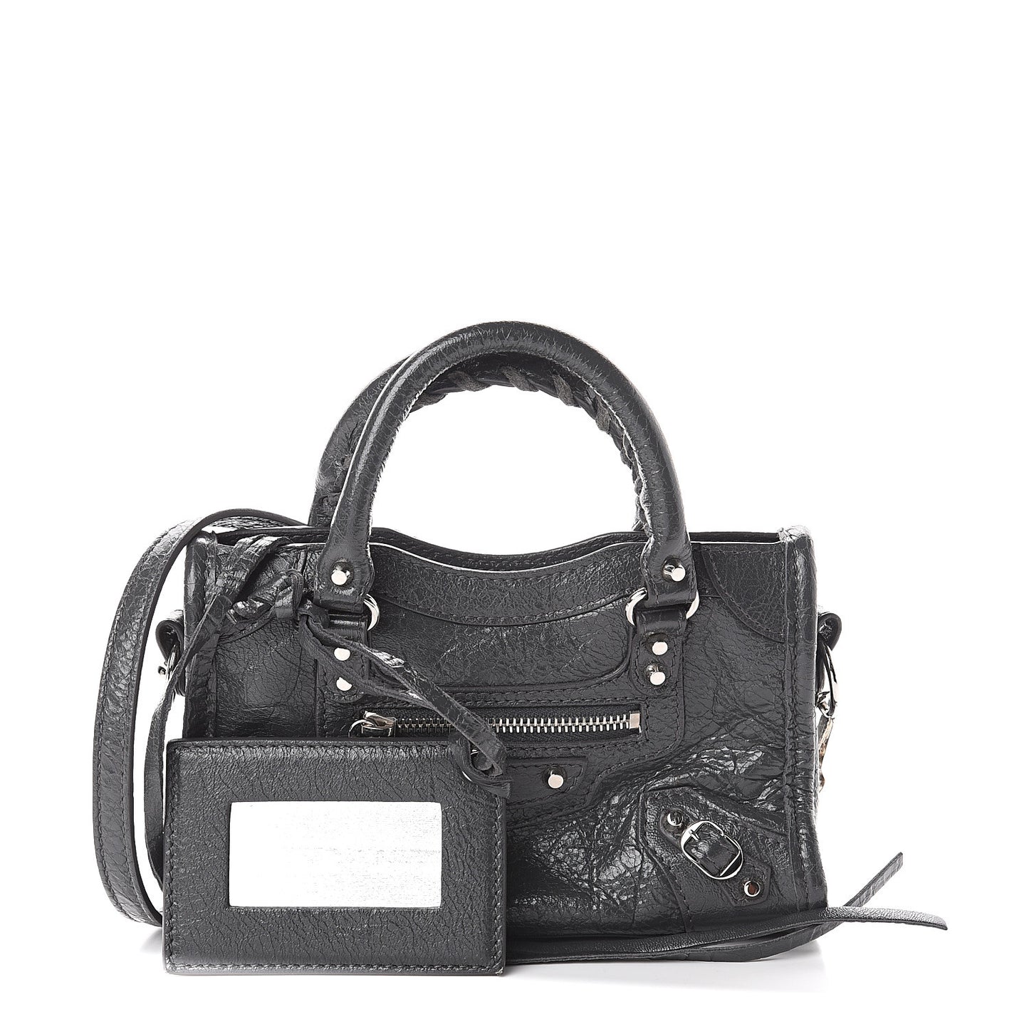 Agneau Classic Silver Hardware Nano City Gris Fossile