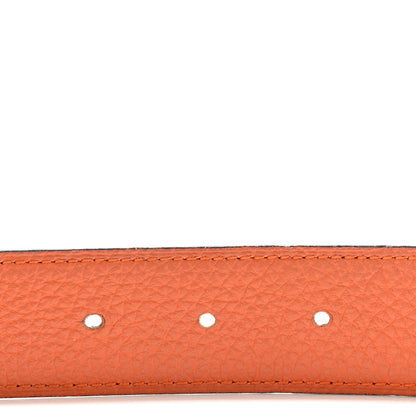 Hermes Box Togo 32mm Striee H Belt 85 34 Black Orange 4 of 7