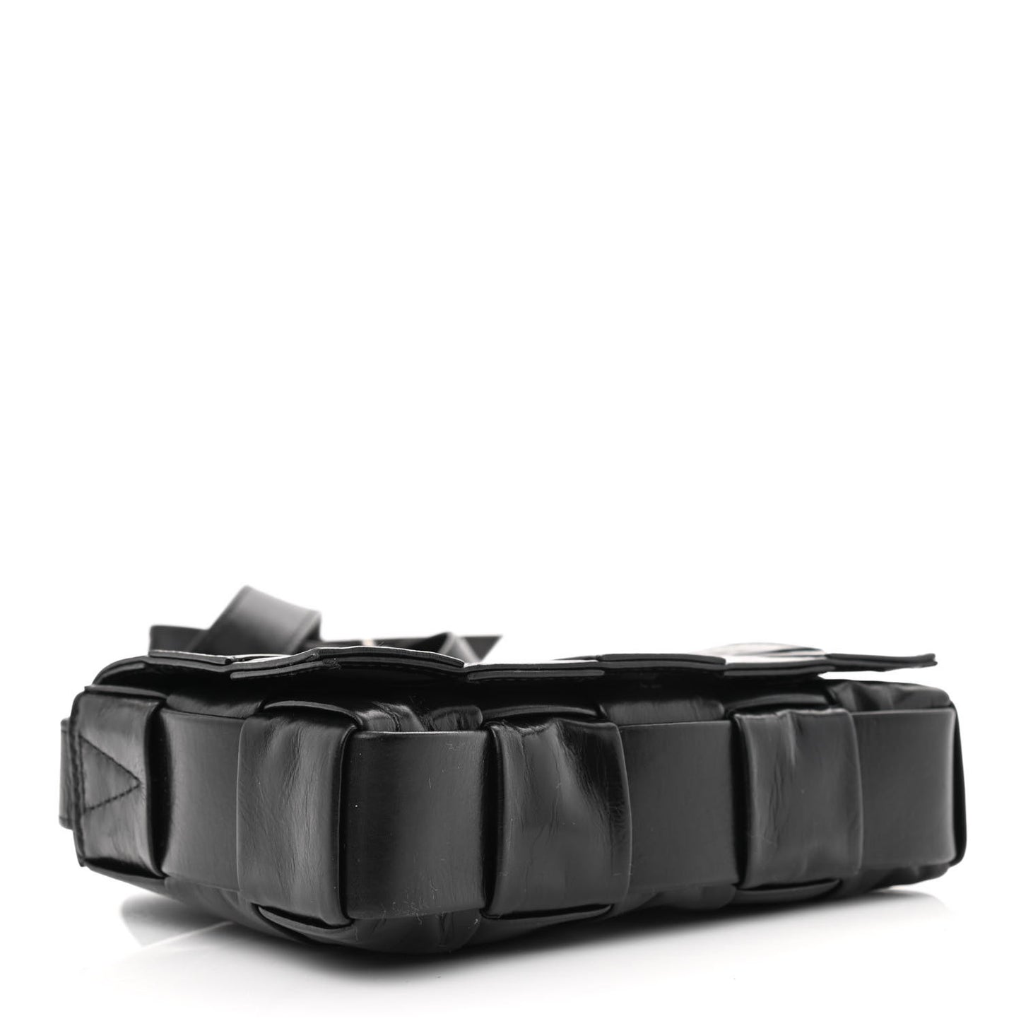 Paper Calfskin Maxi Intreccio Cassette Crossbody Bag Black